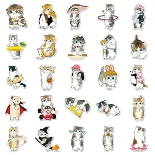 50 ชิ้นแมวตลกน่ารักการ์ตูน Graffiti สติกเกอร์กันน้ําสําหรับ DIY โทรศัพท์/แล็ปท็อป/กีตาร์/รถ/หมวกกันน็อกตกแต่ง Decal
