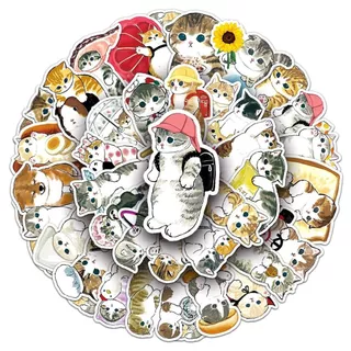 50 ชิ้นแมวตลกน่ารักการ์ตูน Graffiti สติกเกอร์กันน้ําสําหรับ DIY โทรศัพท์/แล็ปท็อป/กีตาร์/รถ/หมวกกันน็อกตกแต่ง Decal