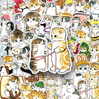 50 ชิ้นแมวตลกน่ารักการ์ตูน Graffiti สติกเกอร์กันน้ําสําหรับ DIY โทรศัพท์/แล็ปท็อป/กีตาร์/รถ/หมวกกันน็อกตกแต่ง Decal