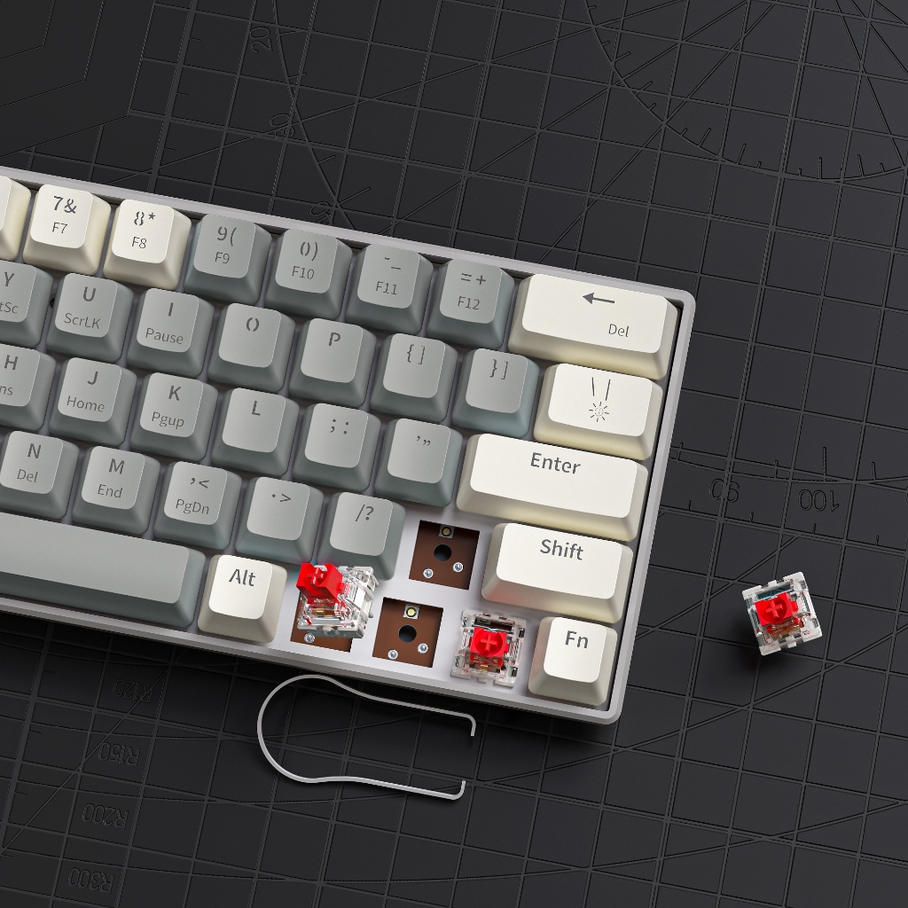 ZIFRIEND T62 คีย์บอร์ดแบบกลไก 63-Key Hotswap Rainbow Backlit Wire Gaming คีย์บอร์ดสำนักงาน