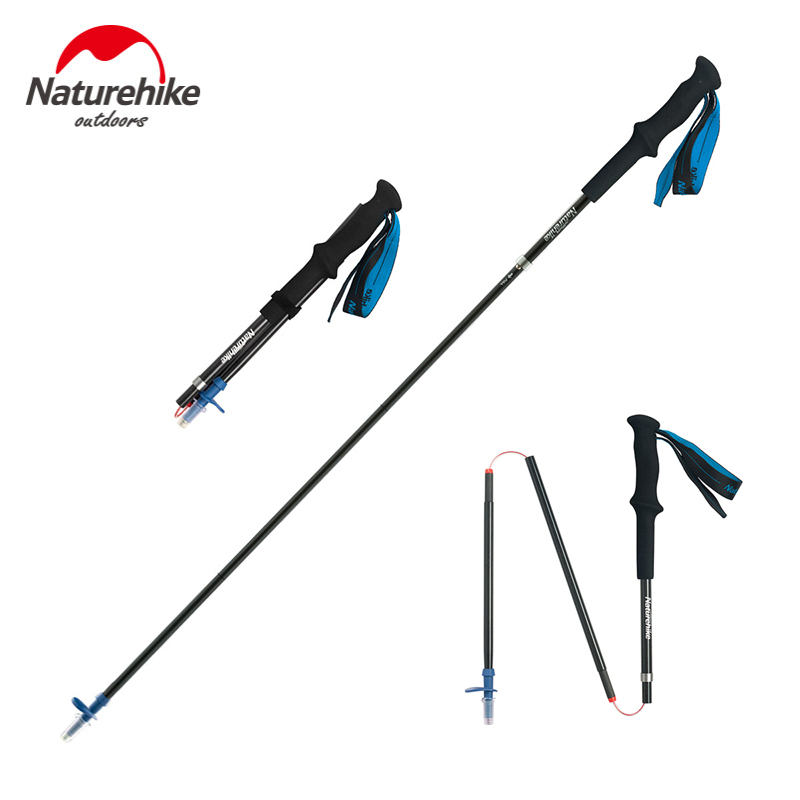 Naturehike ST08 ไม้เท้า คาร์บอนไฟเบอร์ 4 ส่วน พับได้ ปรับได้ สําหรับเดินป่า ตั้งแคมป์กลางแจ้ง