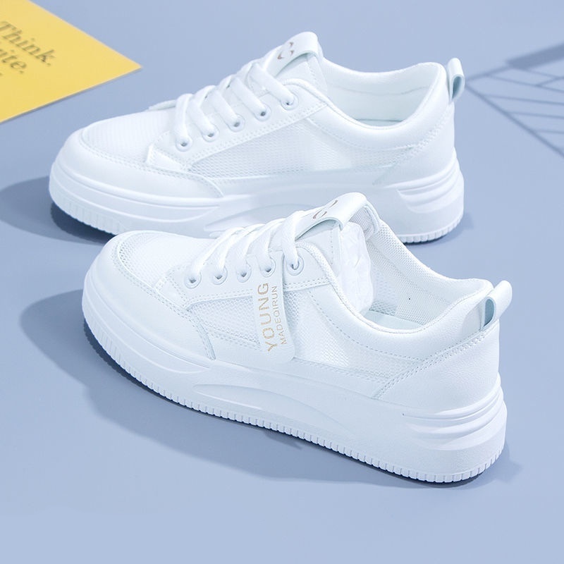 Doujin รองเท้ากีฬา รองเท้าวิ่งลําลอง ขนาดเล็ก สีขาว แฟชั่นสไตล์เกาหลี สําหรับผู้หญิง YD0112