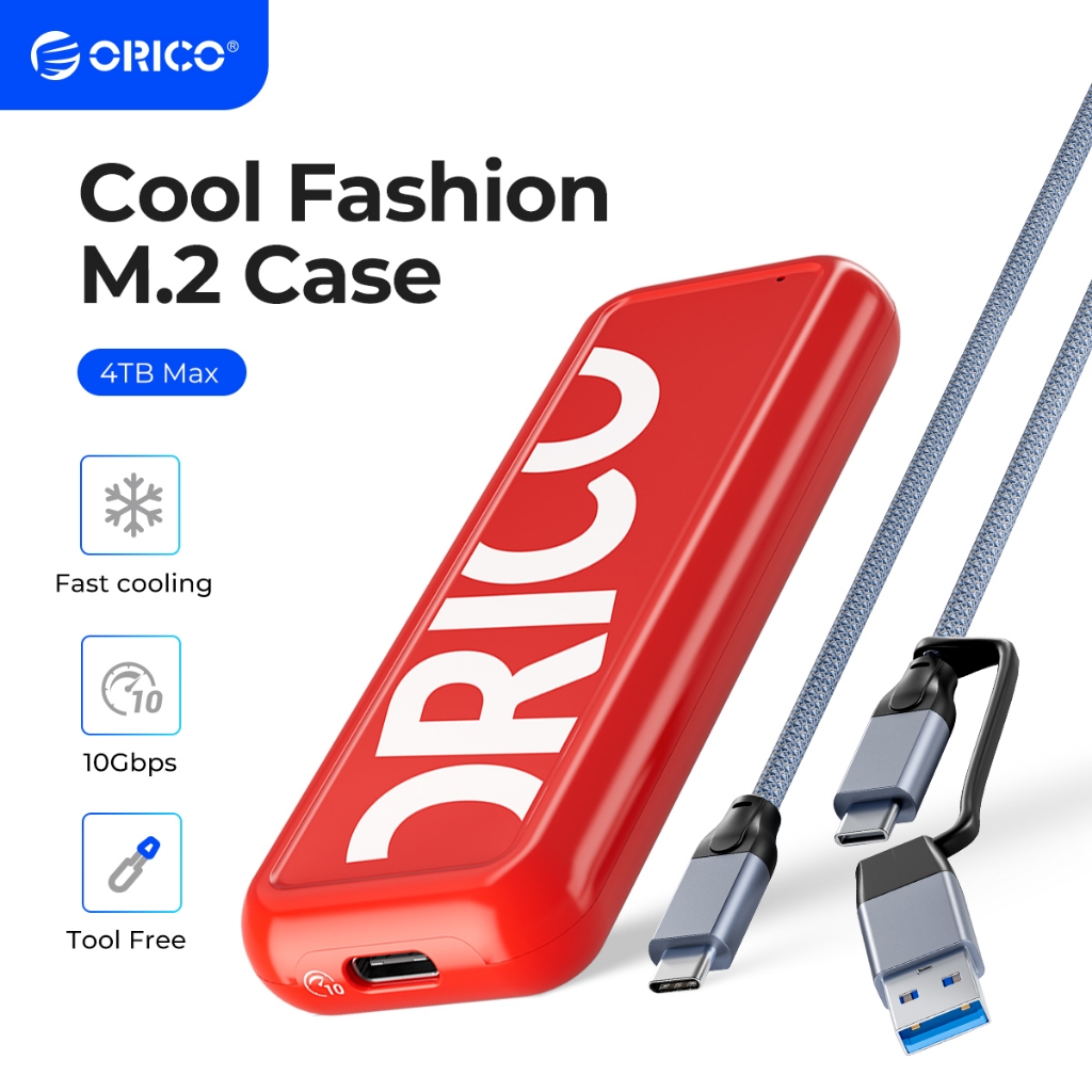 Orico แฟชั่น M.2 NVME SSD Enclosure พร้อม UASP USB 3.2 Gen 2 10Gbps เครื่องมือฟรีภายนอก Solid State 