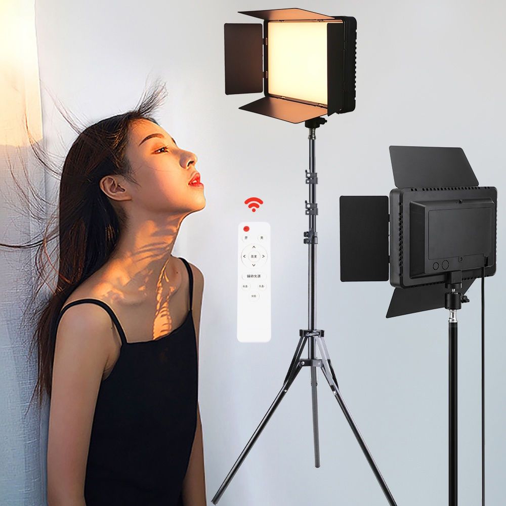 แผงไฟวิดีโอ LED ขนาดใหญ่ 14/19 นิ้ว พร้อมขาตั้งกล้อง 2.1 เมตร 3200k-6000k สําหรับถ่ายภาพ ไลฟ์สดไฟถ่ายภาพ ไฟสตูดิโอ ไฟ LED ถ่ายทอดสด