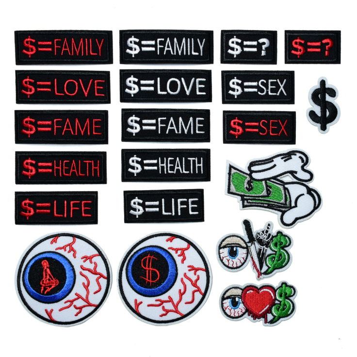 Dollar Logo Series Eyeball การ์ตูนปักสติกเกอร์ผ้า Ripped แฟชั่นอะนิเมะตกแต่ง Patch สติกเกอร์เสื้อผ้า
