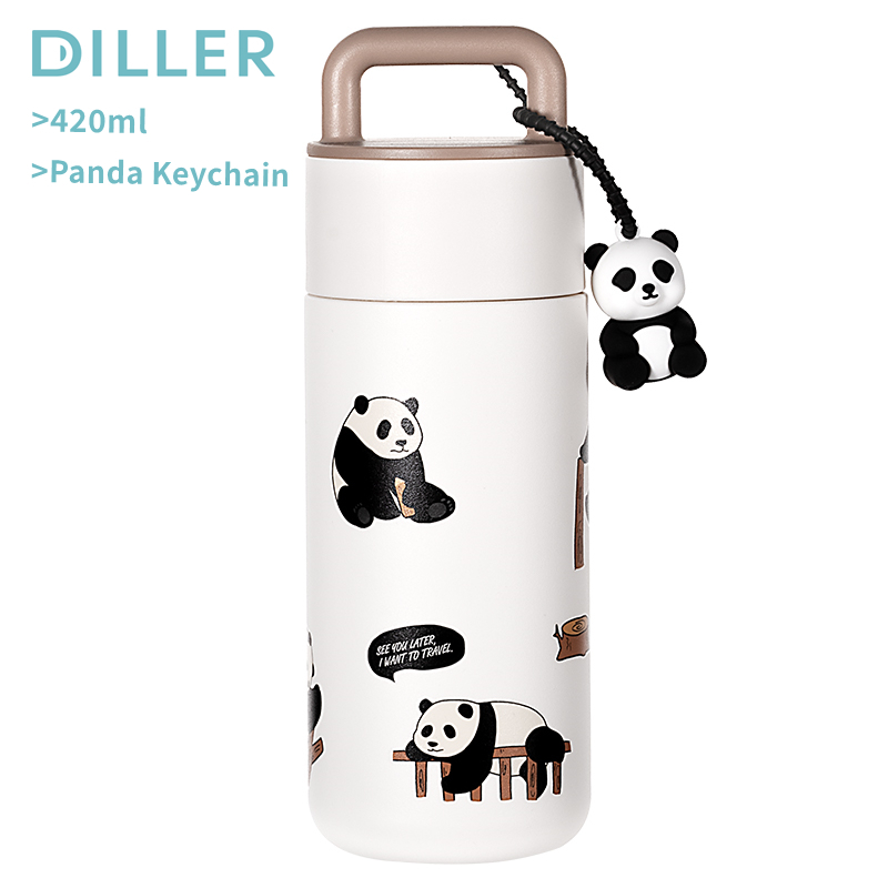 Diller SUS316 กระติกน้ําร้อนสเตนเลสสูญญากาศ ลายแพนด้า 420 มล. MLH9154