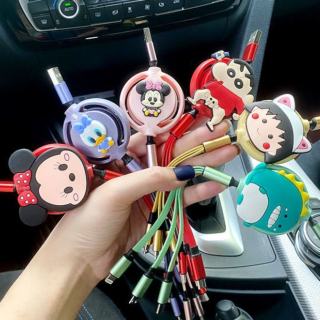Three-in-one สายชาร์จ สายข้อมูล การ์ตูน ชาร์จเร็ว สําหรับสาม ของเหลว ยางนุ่ม อเนกประสงค์ เหมาะสําหรับ Apple Huawei Android Fast Cha