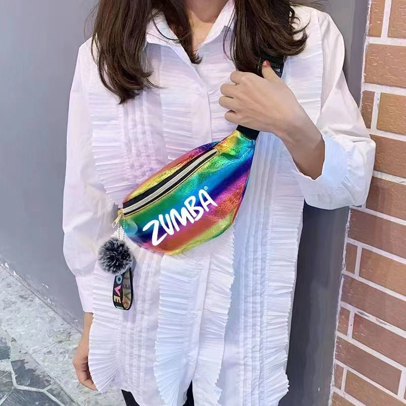 Zumba zumba ZW ไหล่ Messenger กระเป๋าคาดเอว Starry Sky สีฟ้าสีขาวสีเหลืองพราวสีสันสดใสกระเป๋าใบเล็กกีฬากระเป๋าเป้สะพายหลัง