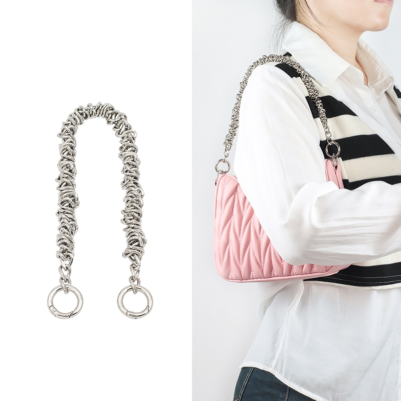 สายสะพายกระเป๋าเป้สะพายหลัง สะพายไหล่ ใต้วงแขน โลหะ ไม่ซีดจาง แบบพกพา ระดับไฮเอนด์ สีเงิน แบบเปลี่ยน