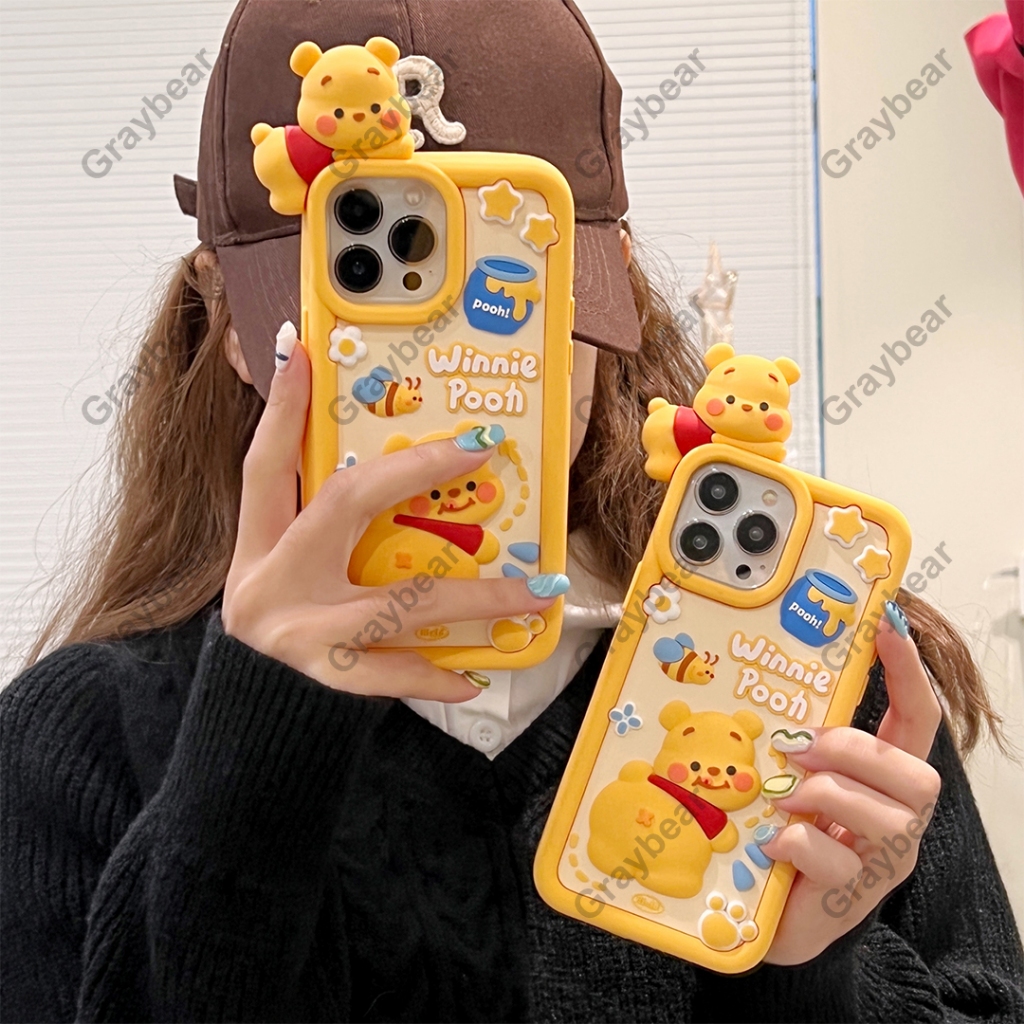 เคสโทรศัพท์มือถือ ซิลิโคนนิ่ม TPU กันกระแทก ลายหมีน่ารัก สําหรับ iPhone 15 15 Pro 15 Pro Max 14 14 Pro 14 Pro Max