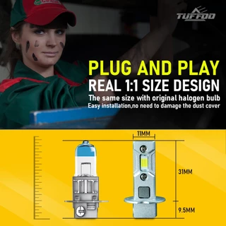TUFFOO Plug And Play H3 หลอดไฟหมอก Led สําหรับรถยนต์/รถบรรทุก 6000K/3000K - สีเขียวมะนาว/ขาว/เหลืองทอง (12V/24V/2 ชิ้น)