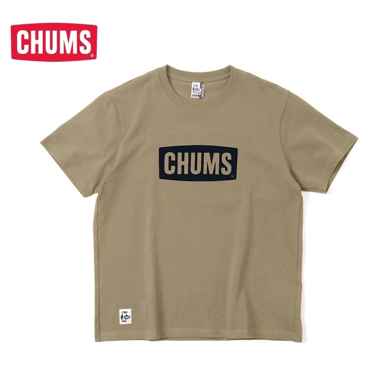 Chums เสื ้ อยืดแขนสั ้ นผู ้ ชายและผู ้ หญิง Basic รอบคอ Laydown คู ่ ชุดสีขาว CH01-2277