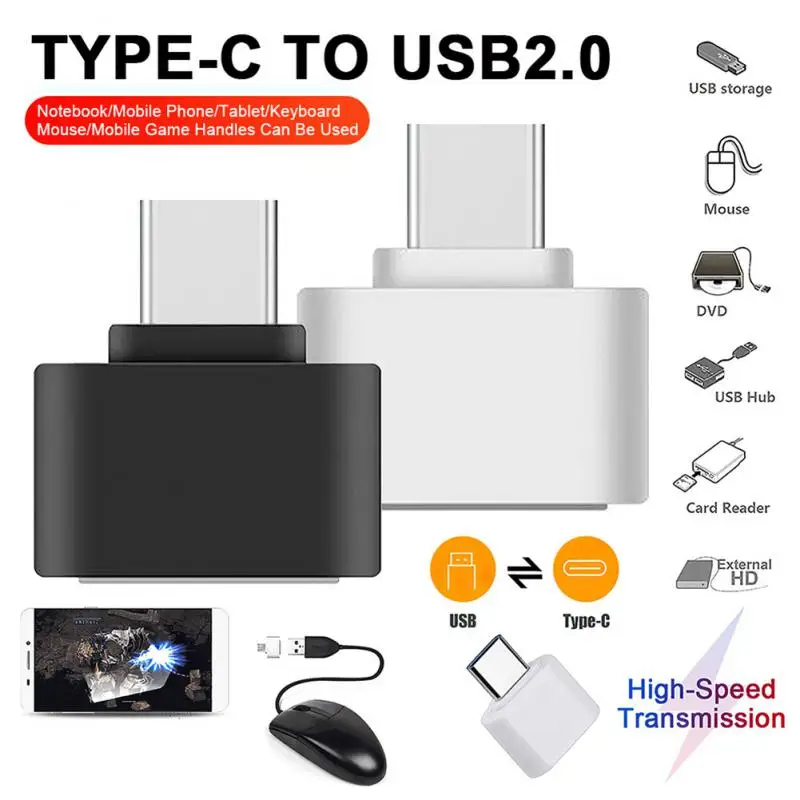 อะแดปเตอร์แปลง USB Type C Mini OTG Type-C Male To USB 2.0 Female สําหรับ Android Phones Tablet Type-C Connector
