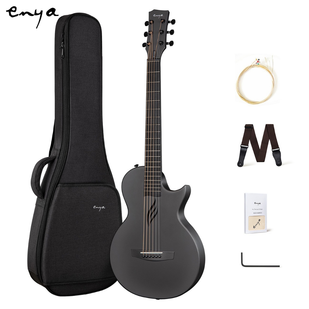 Enya Nova Go Carbon Fiber Acoustic Guitar Strap 1/2 ขนาดเริ่มต้นผู้ใหญ่ Travel Actica Guitarra w/ Bu