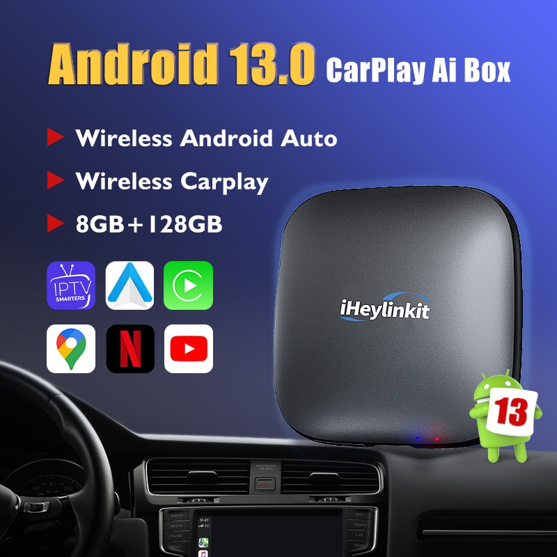 Iheylinkit carplay Ai Box CP-662 Q62 แอนดรอยด์ 13 ไร้สาย ออโต้ และไร้สาย Netflix You_tube 8-Core 8+1