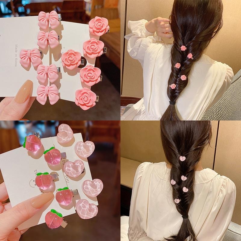 กิ๊บติดผม ลายพีชน่ารัก สีชมพู สําหรับเด็กผู้หญิง | คลิปหนีบด้านข้าง ลายดอกคามิเลีย สําหรับเด็ก | ผ้าโพกศีรษะ ประดับโบว์ เครื่องประดับผม สําหรับเด็ก