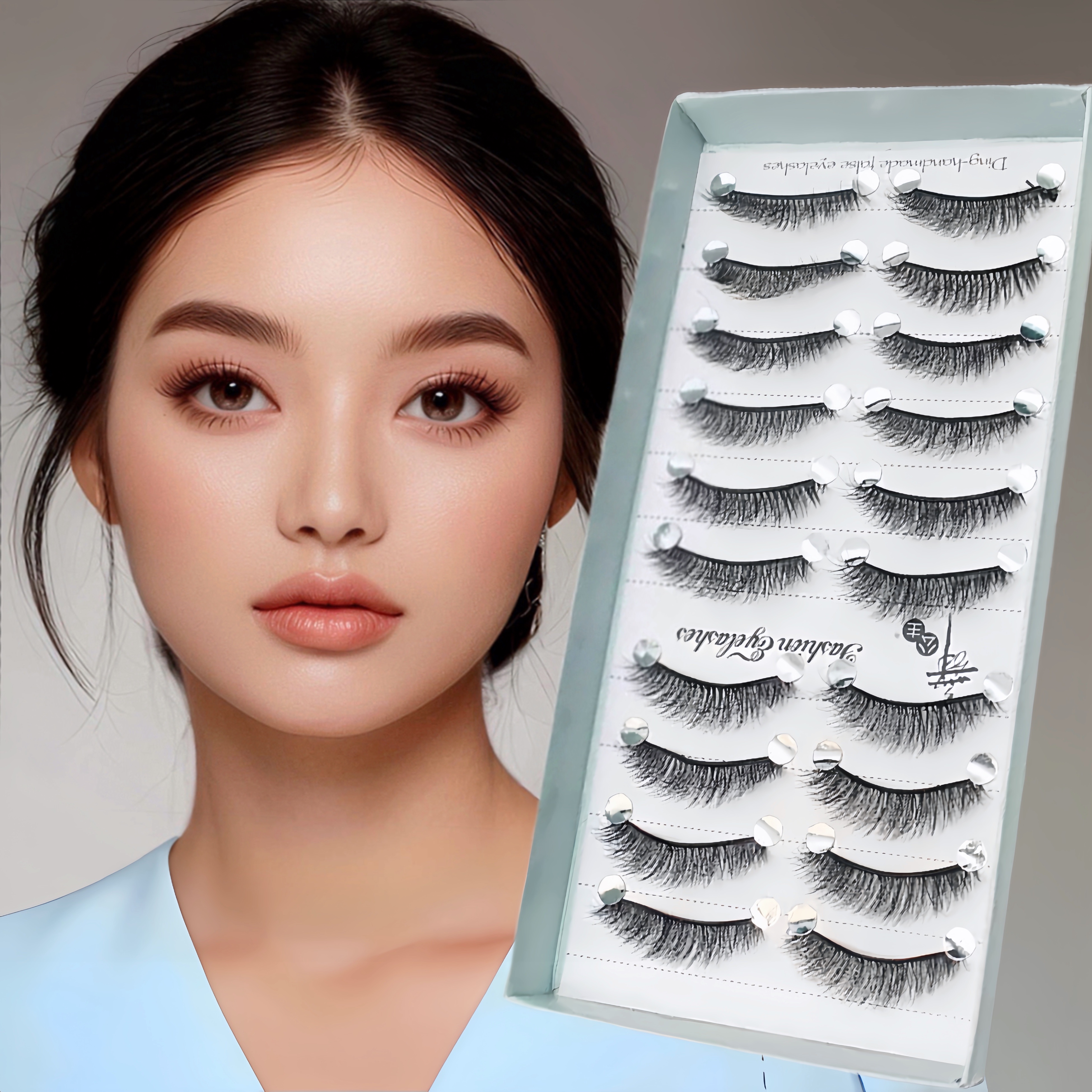 ขนตาปลอม 3D แบบหนานุ่ม ธรรมชาติ ใช้ซ้ําได้ สําหรับผู้เริ่มต้น 10 คู่