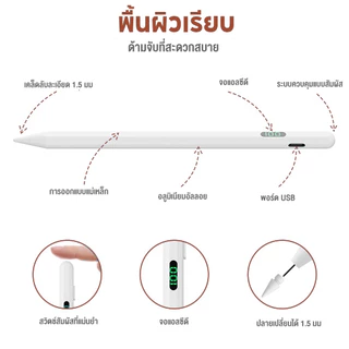 Jamjake E20 ปากกาไอแพด จอแสดงผลอัจฉริยะแบตเตอรี่+สามารถวางมือบนหน้าจอได้ Stylus Pen นำไปใช้กับ iPad Gen10/9/8/7/6 Air5/4/3 Mini6/5 Pro11/12.9 2018-2023