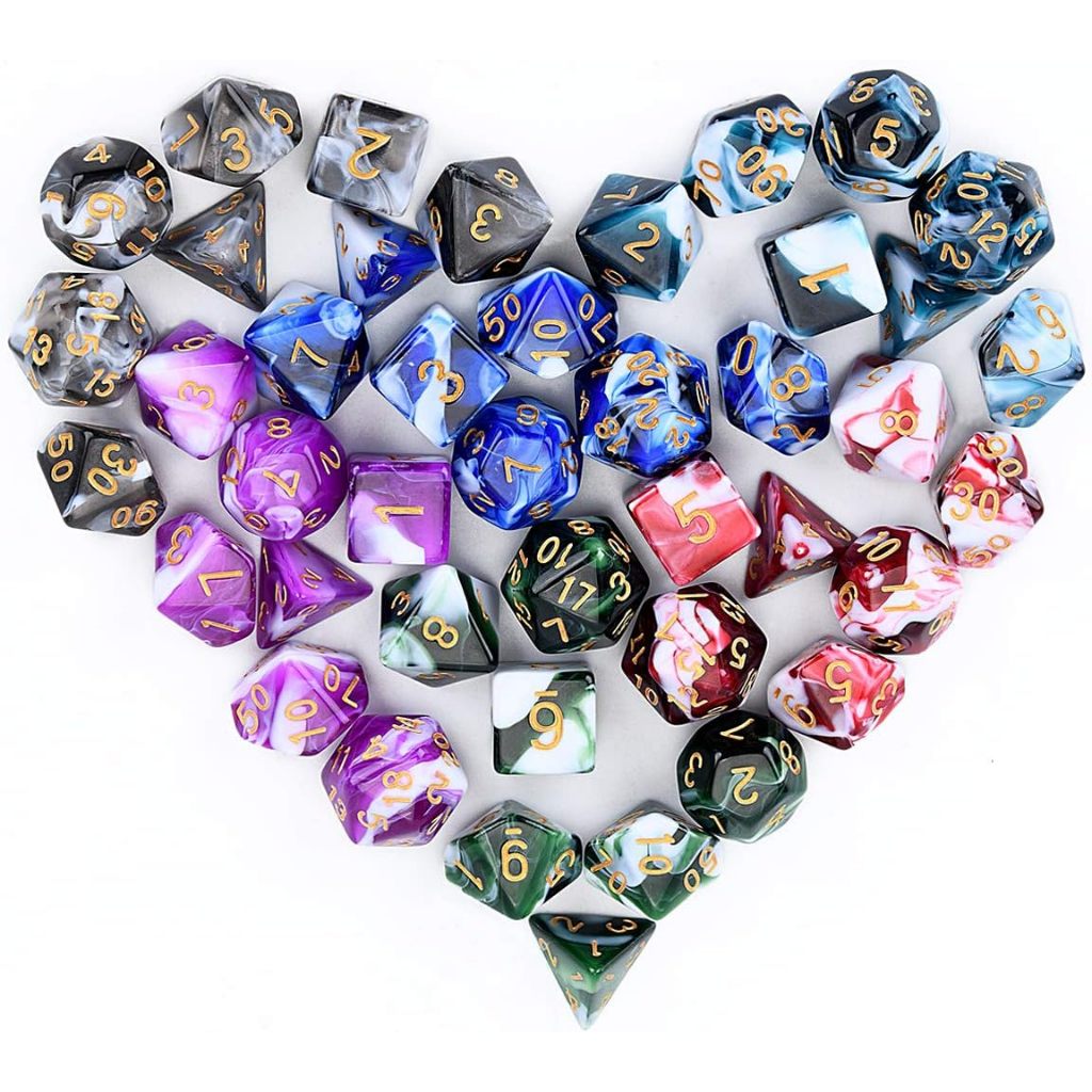 Polyhedral Dice Set ลูกเต๋าเล่นเกมบนโต๊ะ 6 ชุดลูกเต๋า 6 x 7 Dice Series D20, D12, D10, D8, D6, D4 DN