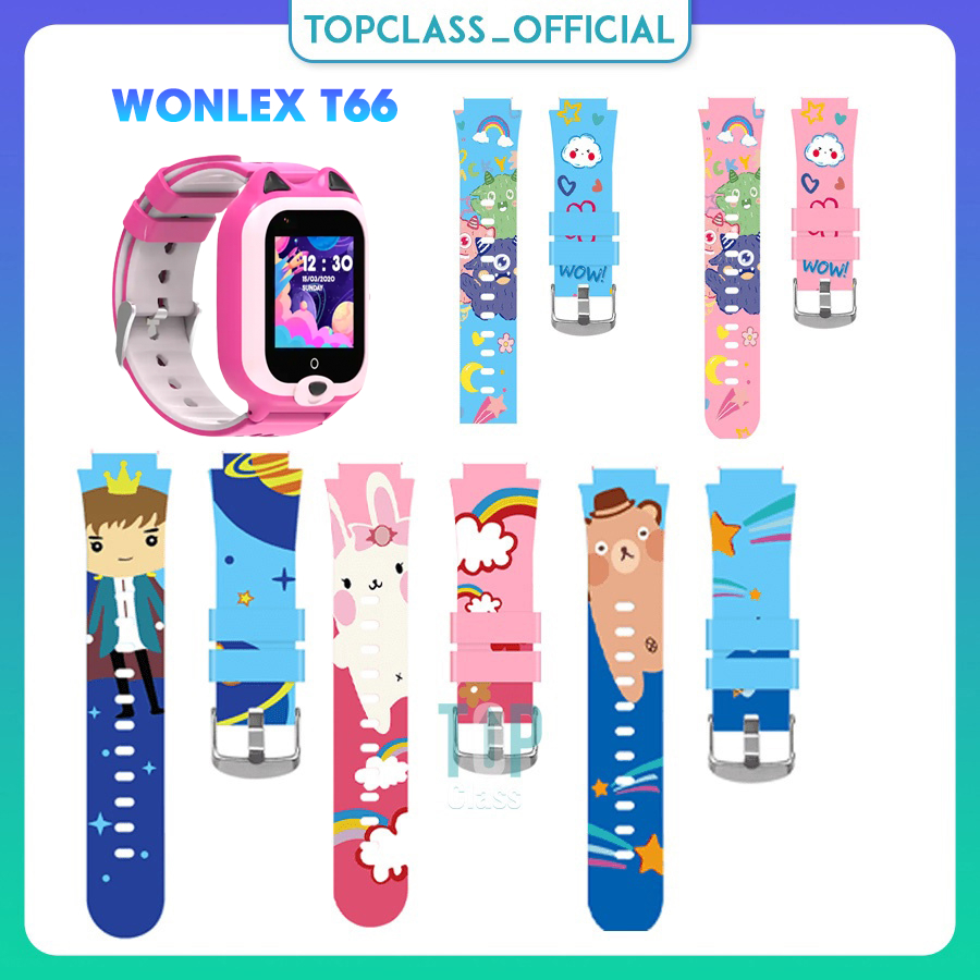 สายรัดทดแทนสำหรับนาฬิกาอัจฉริยะ Wonlex T66 ทำจากยางผสม ด้วยการออกแบบการ์ตูนน่ารัก