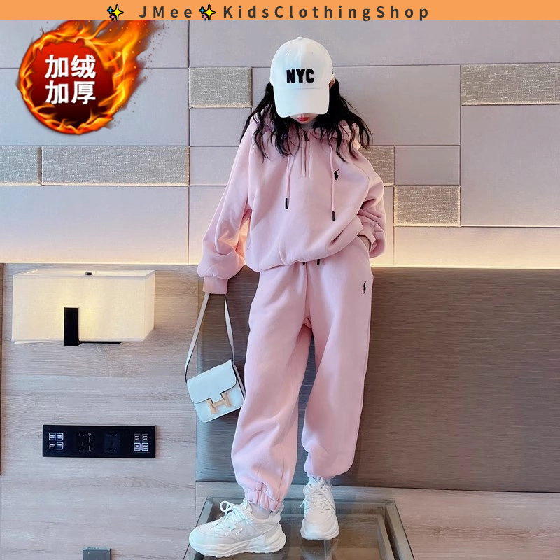 [พร้อมส่ง] ชุดกีฬาแขนยาว สองชิ้น สไตล์ตะวันตก ฤดูใบไม้ร่วง และฤดูหนาว สําหรับเด็กผู้หญิง อายุ 3-14 ปี