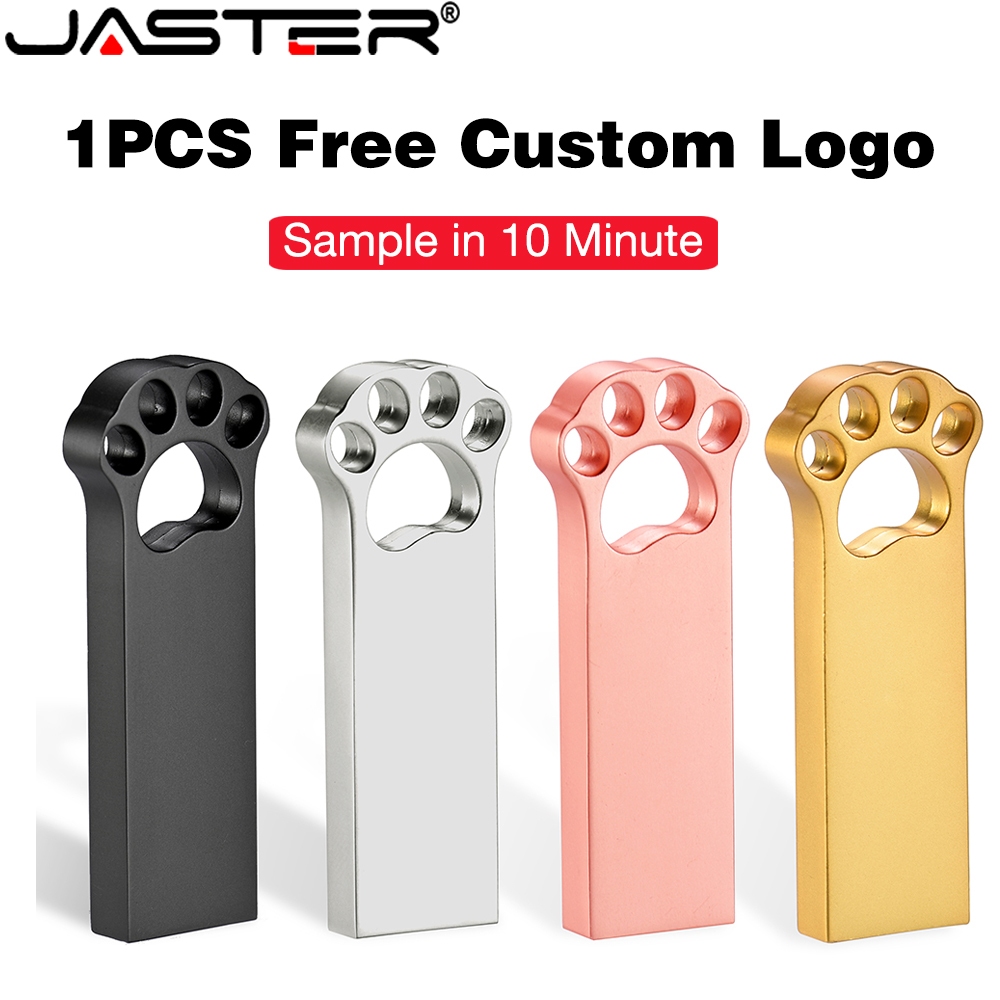 Jaster แฟลชไดรฟ์ USB 2.0 128GB 64GB รูปอุ้งเท้าหมี 32GB 16GB 8GB 4GB