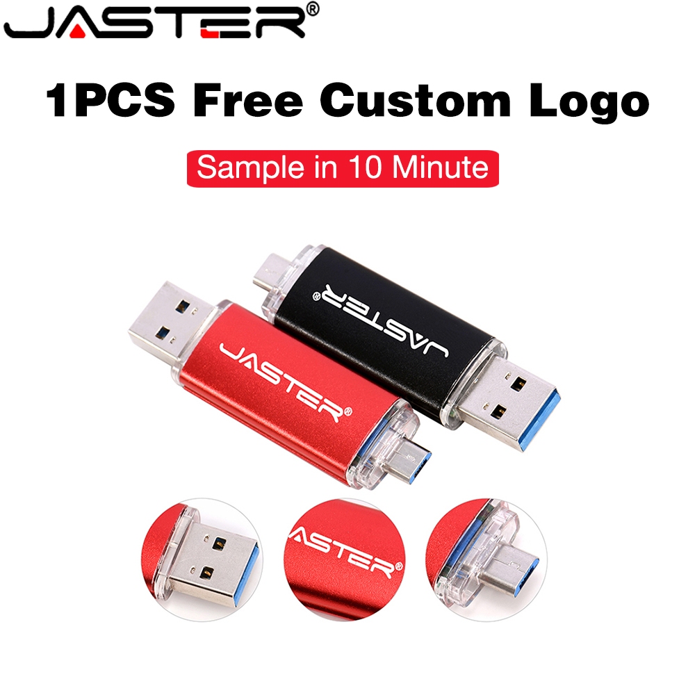 Jaster 3in1 OTG แฟลชไดรฟ์ USB 128GB TYPE-C หน่วยความจํา USB 2.0 64GB ฟรีโลโก้ ปากกาไดรฟ์ 32GB เลเซอร