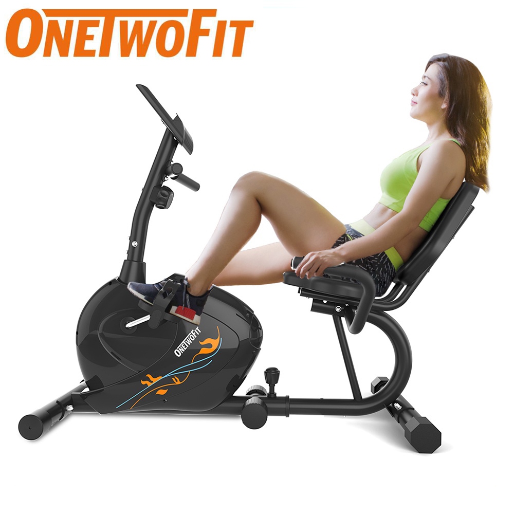 OneTwoFit จักรยานออกกำลังกาย spinning bike เครื่องออกกำลังกาย จักรยานนั่งปั่น ระบบแม่เหล็ก ปรับความต้านทานได้ 8 ระดับ จักรยานเอนปั่น