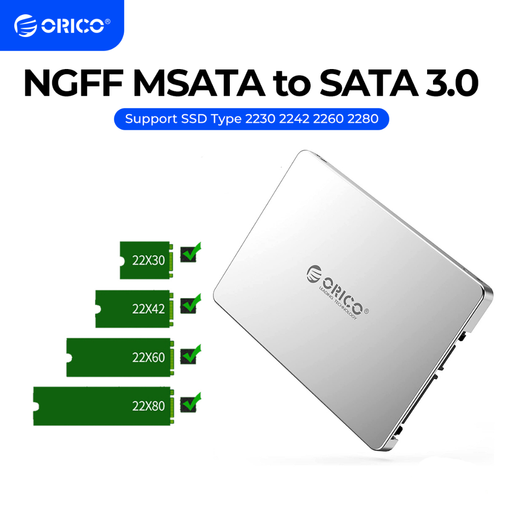 ORICO Dual M.2 NGFF MSATA to SATA 3.0 SSD To 2.5 Inch Convertor Adapter Card Support SSD Type 2230 2242 2260 2280 for Samsung（MS2TS）