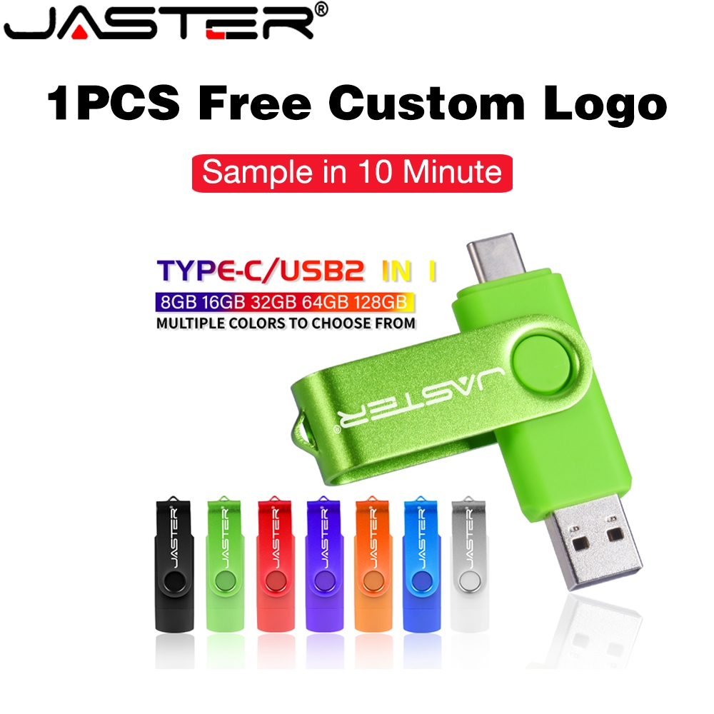 Jaster แฟลชไดรฟ์ Type-C 2in1 USB 3.0 128GB 64GB 32GB 16GB กันน้ํา 8GB 4GB