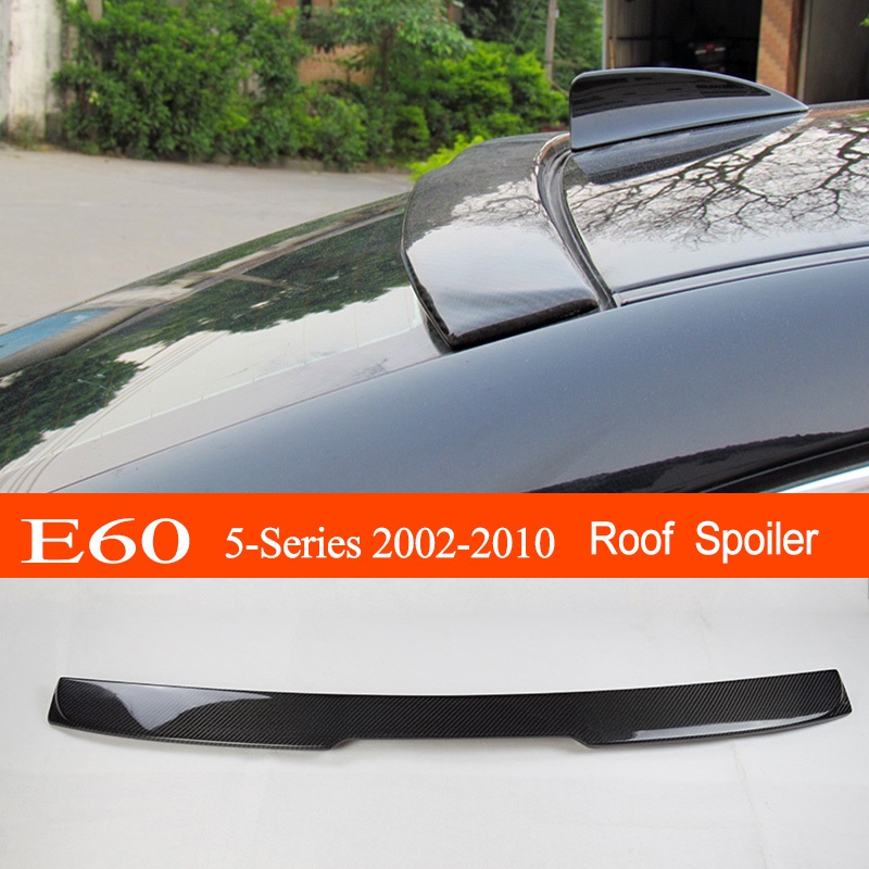 E60 พลาสติก ABS/ด้านหลังคาร์บอนไฟเบอร์รถด้านหลังหน้าต่างสปอยเลอร์หลังคาสําหรับ BMW 2002-2010 5-Serie