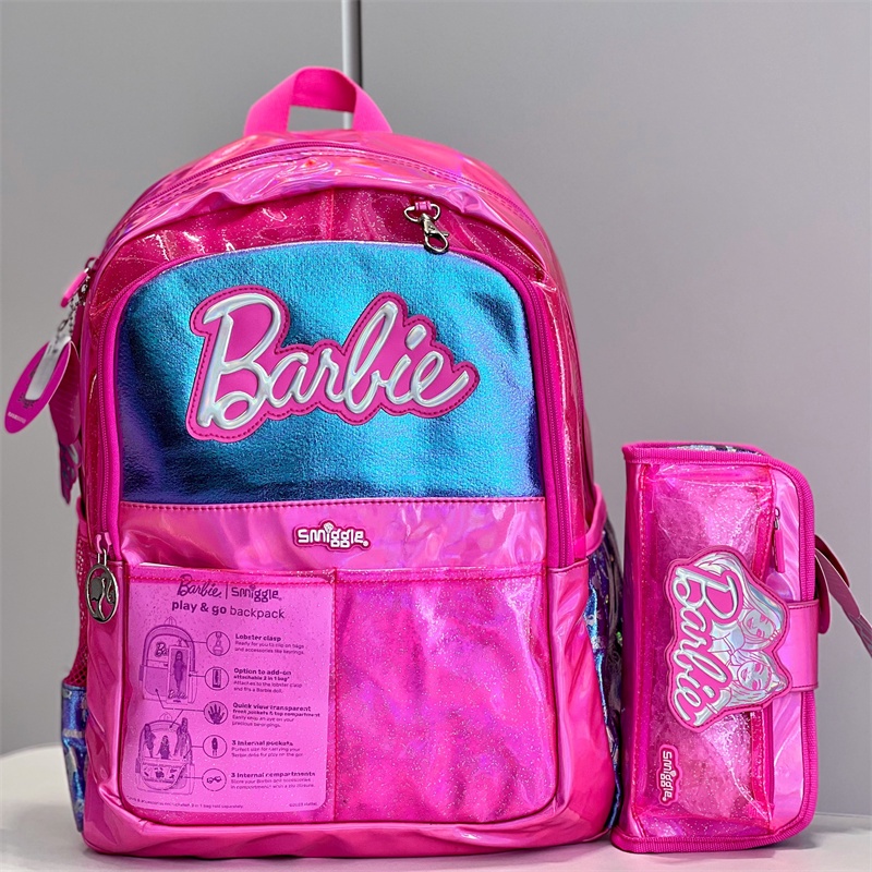 Smiggle Barbie Play and Go Classic กระเป๋าเป้สะพายหลัง hcoolbag Super hero กระเป๋านักเรียน ใส่หนังสือ สําหรับเด็กผู้ชาย และเด็กผู้หญิง