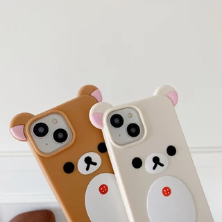 สําหรับ Iphone 11 12 13 14 15 16 17 Pro max plus 3D ครอกหมีซิลิโคนอ่อนนุ่มเคสโทรศัพท์
