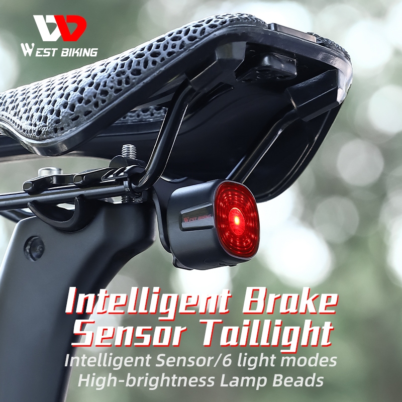 WEST BIKING ไฟเบรกท้ายจักรยาน Type-C กันน้ํา ชาร์จซ้ําได้ lP66 LED