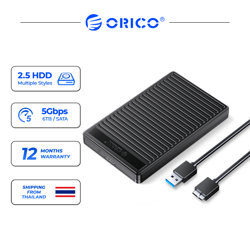 ORICO 2.5'' HDD/SSD Enclosure USB3.0/Type C External Storage Hard Disk Case SATA 5Gbps HDD SSD Hard Drive Enclosure Support  for PC Laptop TV PS4 Xbox (25PW1)