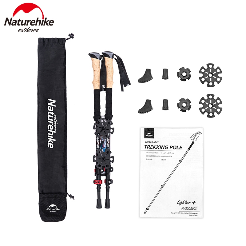 Naturehike ไม้เท้าเดินป่า คาร์บอนไฟเบอร์ พับได้ น้ําหนักเบา 2 ชิ้น