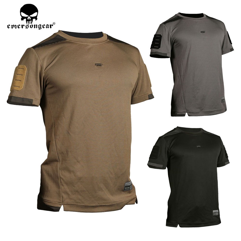 Emersongear ป้ายสีน้ําเงิน "UMP Frogman" คู่มือเดียวกีฬาเสื้อยืดแขนสั้นแห้งเร็วเสื้อยิมกลางแจ้งตั้งแคมป์เดินป่าเสื้อกีฬา