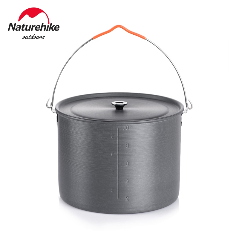 Naturehike หม้ออลูมิเนียม แบบแขวน 4 ลิตร 10 ลิตร 4-6 คน สําหรับตั้งแคมป์ ปิกนิก ท่องเที่ยว