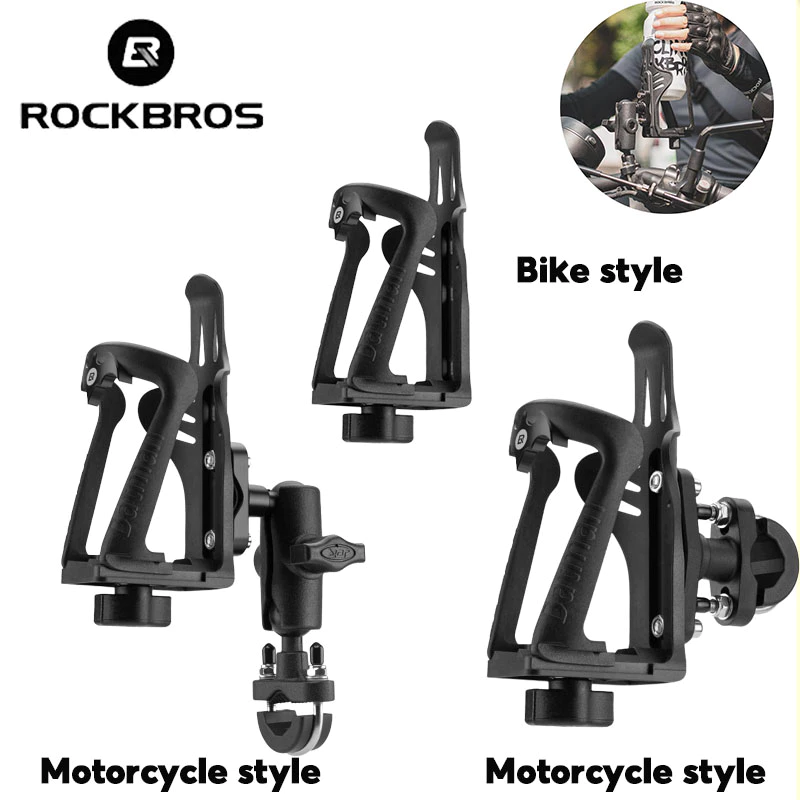 【TH Delivery】ROCKBROS ที่ใส่ขวดน้ำแบบพกพา 360 °ปรับได้สำหรับรถจักรยานยนต์และอุปกรณ์เสริมจักรยานยนต์ที่ใส่ถ้วยหมุนได้