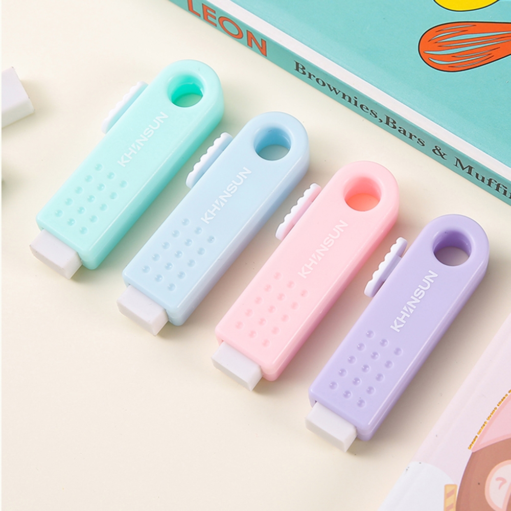 มาการอง สีดินสอยางลบน่ารักรีฟิลหดยางลบนักเรียนแบบพกพายางนุ่มอุปกรณ์การเรียน
