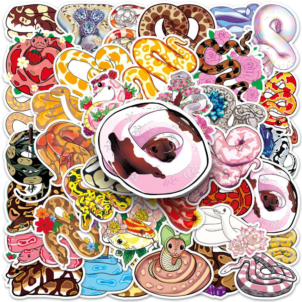 50ชิ้นตลกการ์ตูนงูสติกเกอร์กันน้ําโทรศัพท์แล็ปท็อปสเก็ตบอร์ดสร้างสรรค์สติ๊กเกอร์กราฟฟิตีรถมอเตอร์สติ๊กเกอร์