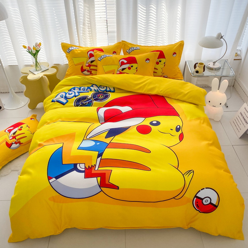 1 ชิ้น ปลอกผ้านวม Pikachu ไม่มีผ้านวม การ์ตูน 5ฟุต 6ฟุต duvet cover ลายการ์ตูนปิกาจู สีเหลือง สําหรับเตียงควีนไซซ์ คิงไซซ์