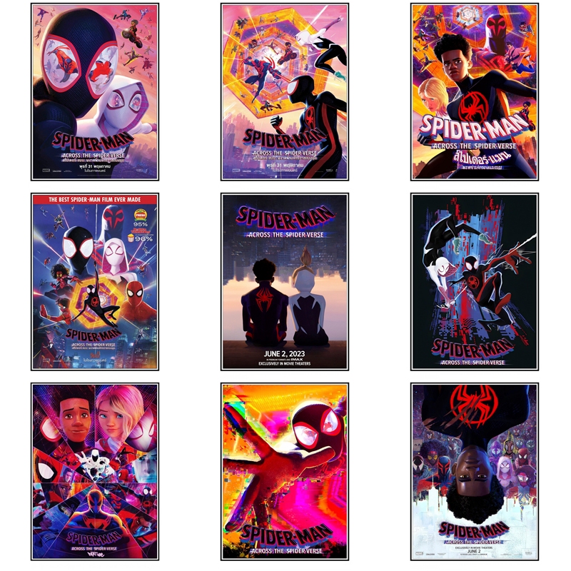 สติกเกอร์โปสเตอร์ ลาย Spider-Man Across the Spider-Verse สไตล์คลาสสิก สําหรับตกแต่งผนังบ้าน