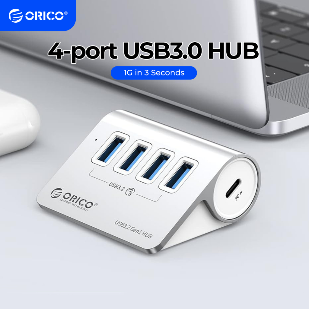 Orico USB C 3.2 GEN 1 Hub 4 พอร์ตอลูมิเนียม USB C Hub 5Gbps USB Data Hub พร้อมอะแดปเตอร์ USB Splitte