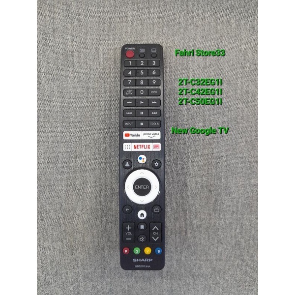 Sharp Android TV Remote (Google TV) 100% GB326WJNA Voice Asistent 2t-c32eg1i 2t-c42eg1i 2t-c50eg1i 4