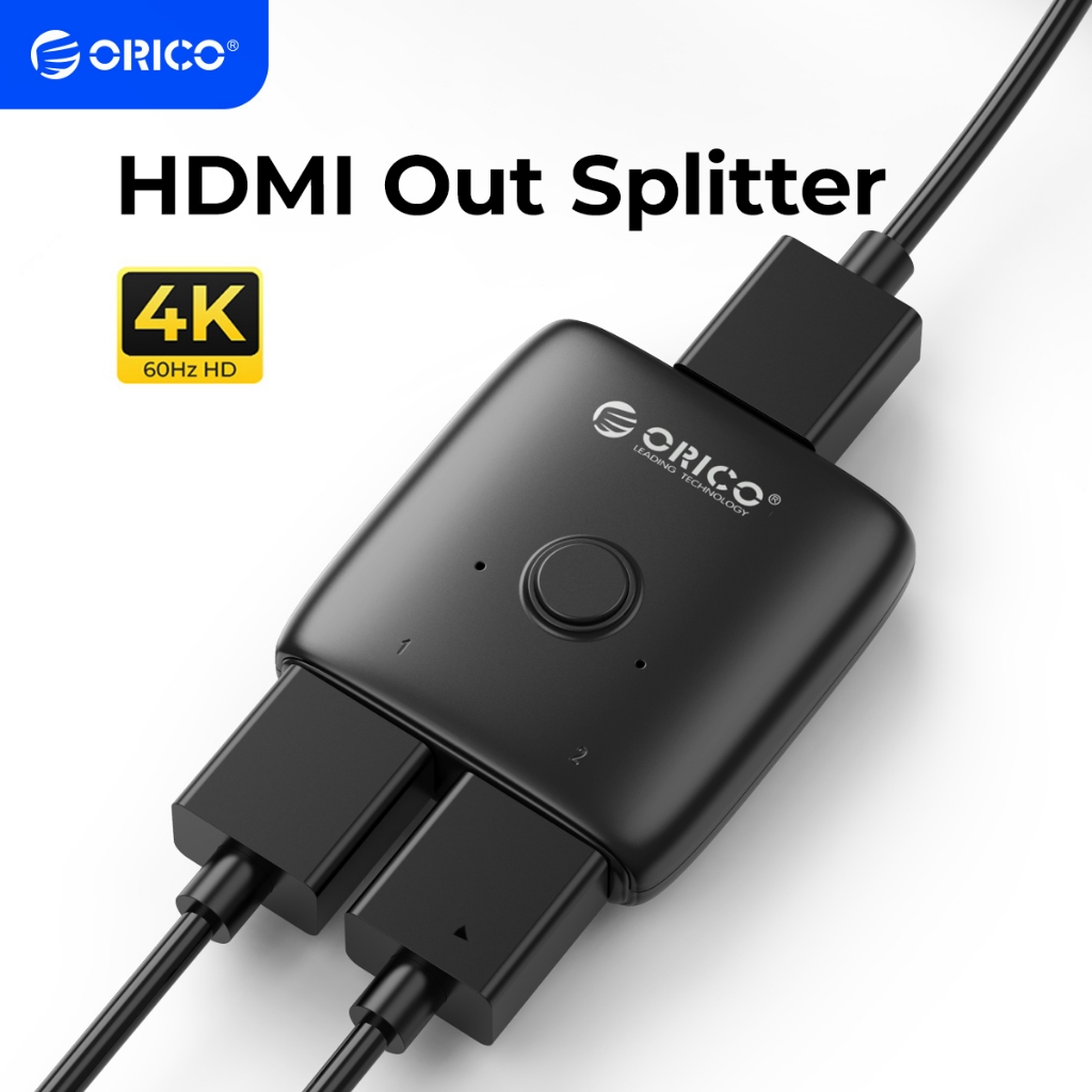 Orico HDMI-เข้ากันได้กับ Splitter 4K*2K 60HZ KVM Switcher Bi-Direction 1x2/2x1 อะแดปเตอร์แปลงเสียงสําหรับ PS5 Nintendo Switch BOX (HS2-A1)