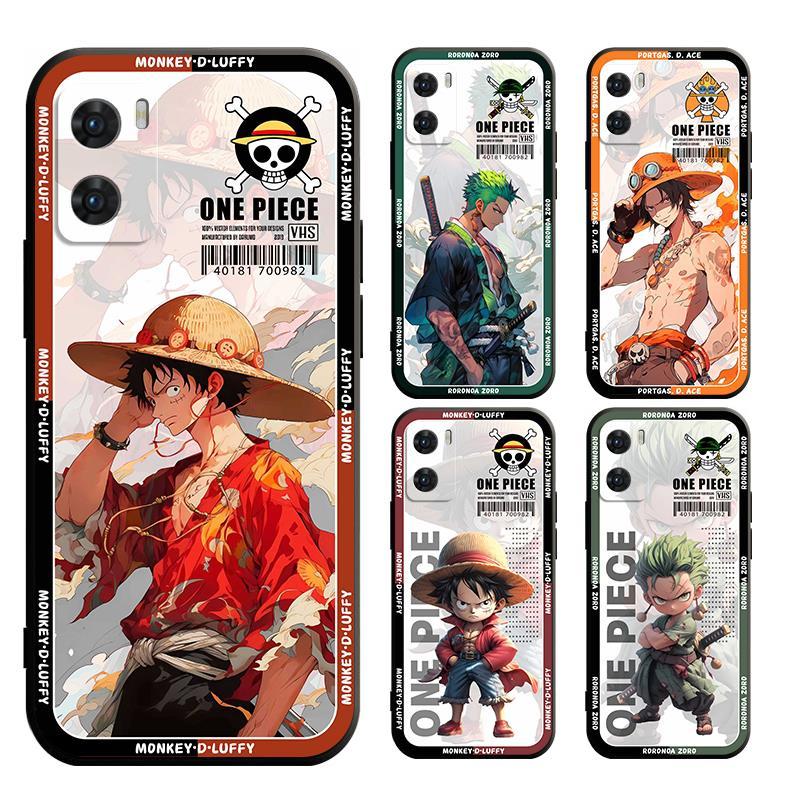 เคส OPPO A18 A38 A58 A98 A78 A54 A17K A93 A94 A92 A52 RENO 4F 5F PRO 4G 5G โทรศัพท์มือถือแบบนิ่ม ผิวด้าน ลาย one piece luffy zoro ace สีดํา สําหรับ