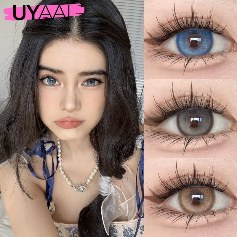 Uyaai คอนแทคเลนส์สี สีน้ําตาลมุก สีเทา 2 ชิ้น / คู่