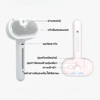 Pet Beauty Comb with Spray Massage Comb หวีแปรงไฟฟ้าสถิตย์ พร้อมสเปรย์ สําหรับสัตว์เลี้ยง สุนัข แมว แปรงขนหมา หวีขนแมว