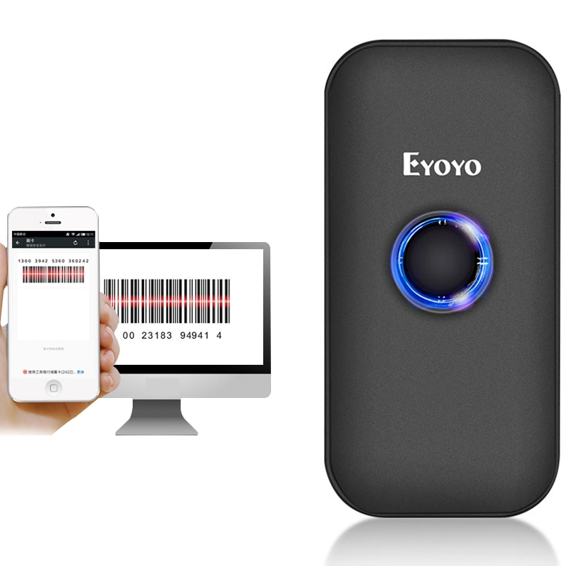 Eyoyo เครื่องสแกนบาร์โค้ด ผ่านบลูทูธไร้สาย 2.4G และสาย USB CCD QR สําหรับ Windows XP Win7 Win8 Win10